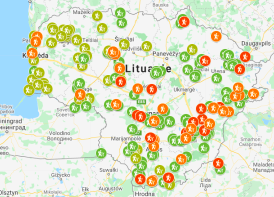 Carte des pažintinis takas, où petites randonnées lituaniennes (Capture d'écran Google Maps)